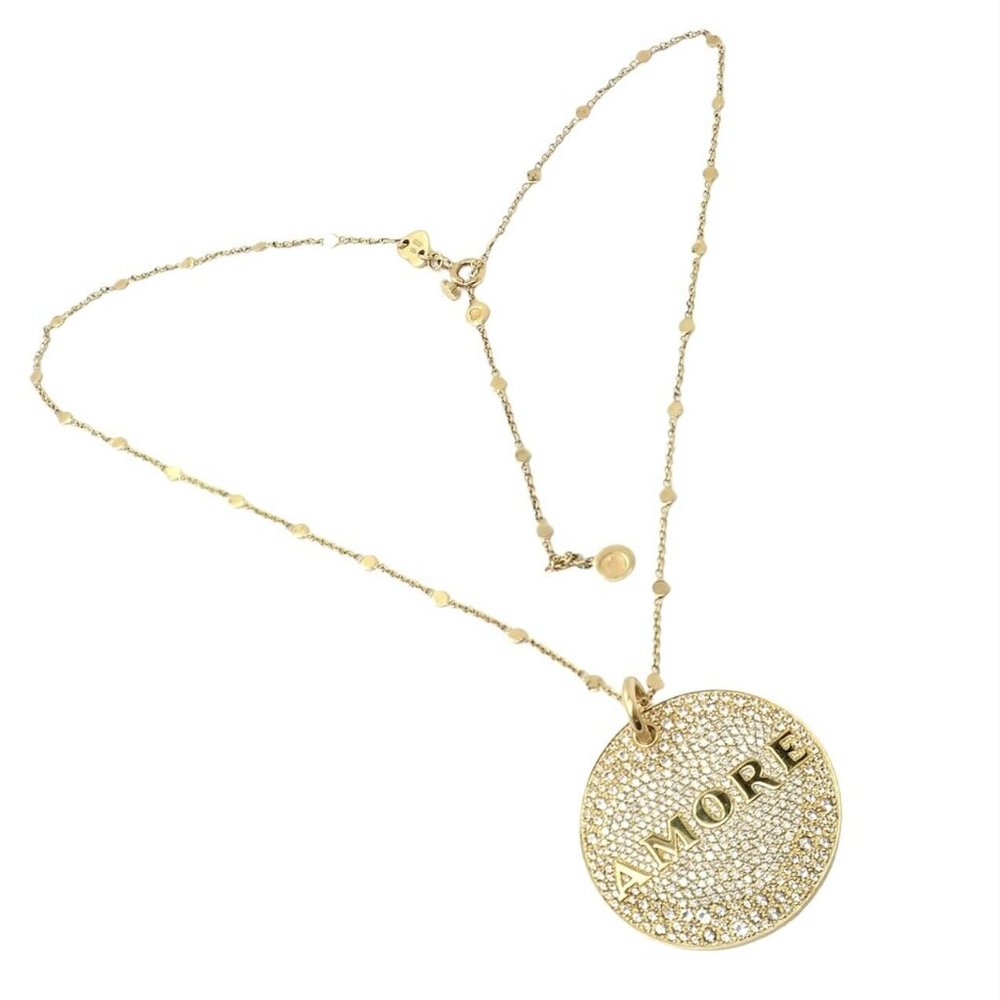 Pasquale Bruni 18k Yellow Gold Large Diamond + Sapphire Amore Pendant Necklace - Picture 2 of 12